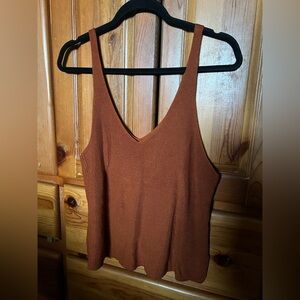 Forever 21 Orange/Brown Ribbed Knit Tank Top